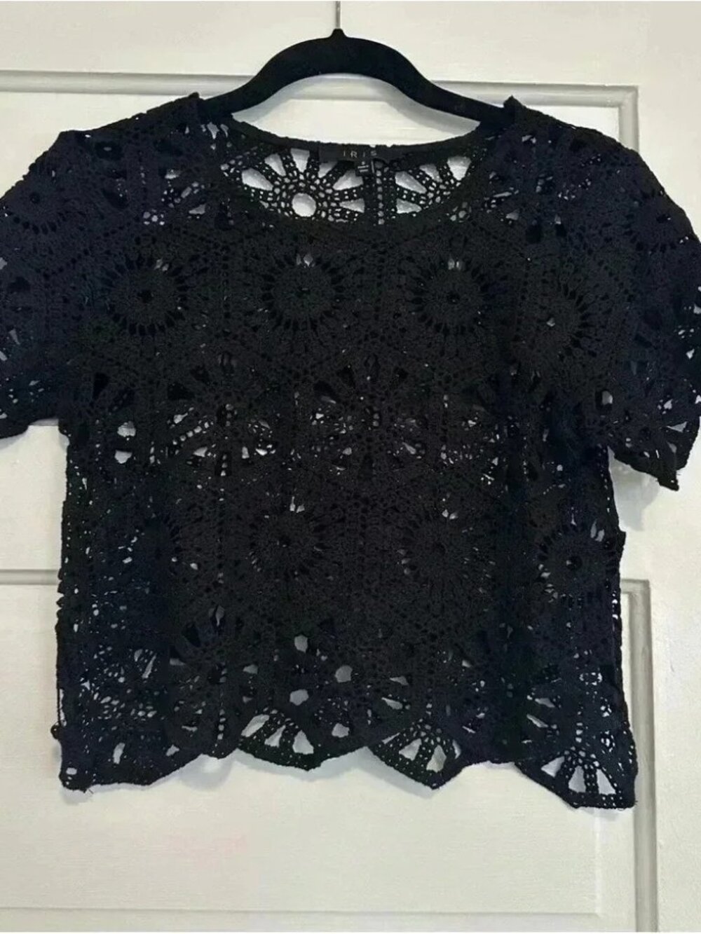 Black Crochet Crop Top Small